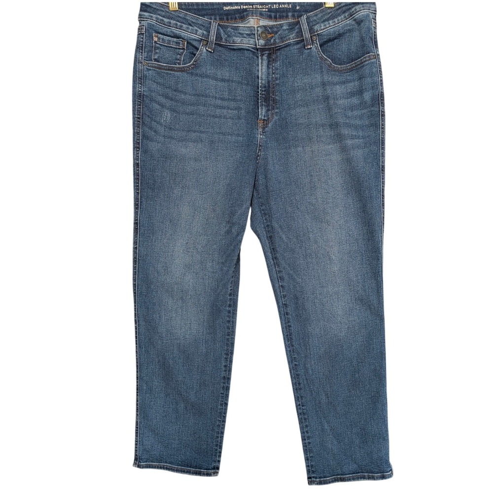Chico's DefineMe Straight Leg Ankle Distressed Jeans Medium Wash Womens 12R
